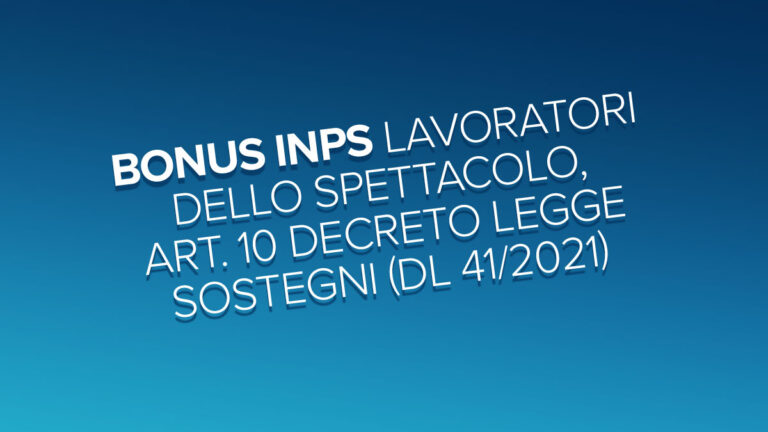 Artisti7607 Bonus Inps Lavoratori Spettacolo