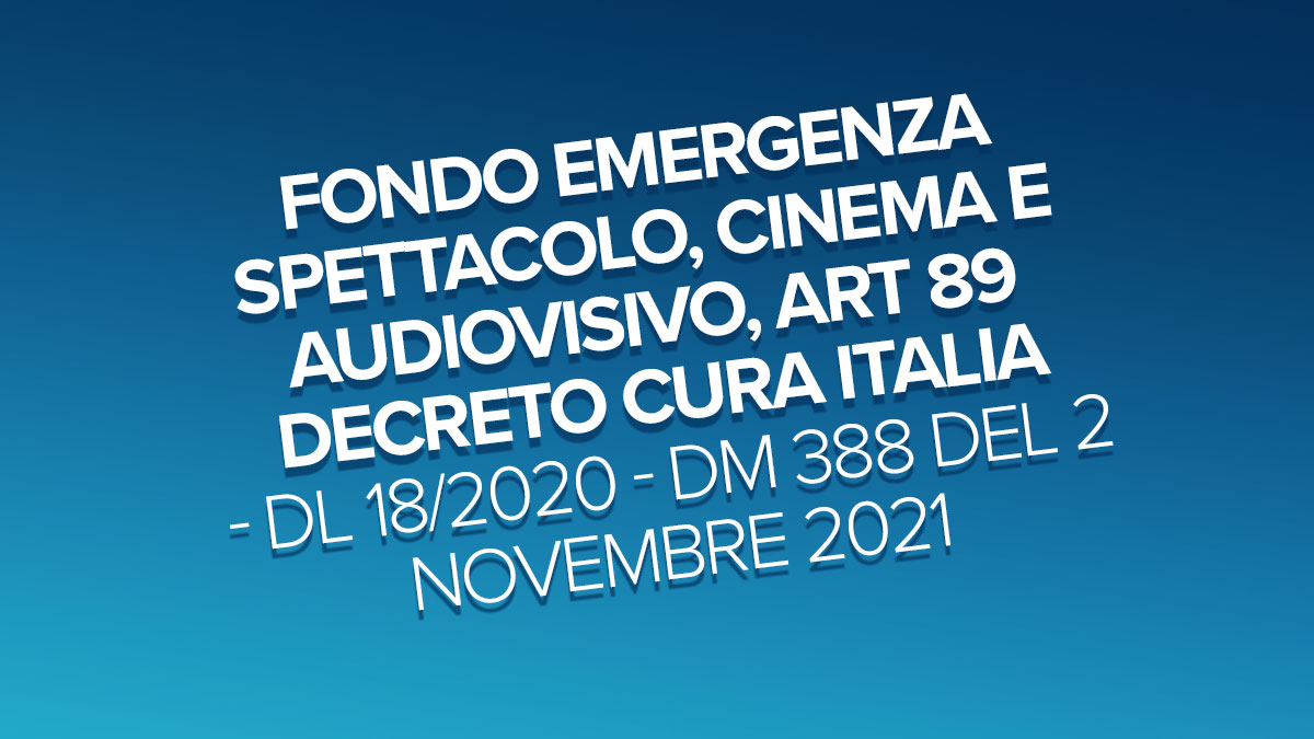 Fondo Emergenza Spettacolo Cinema Audiovisivo Artisti 7607